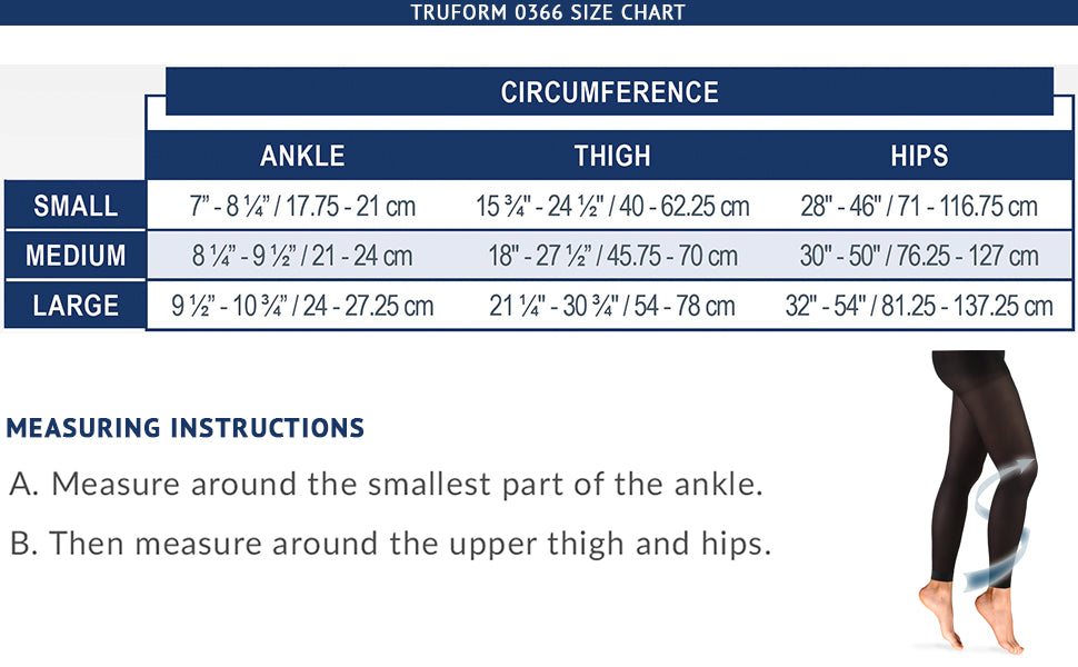 Truform Women's 20-30 mmHg Medical Compression Tights, Footless Opaque Shapewear Support Pantyhose