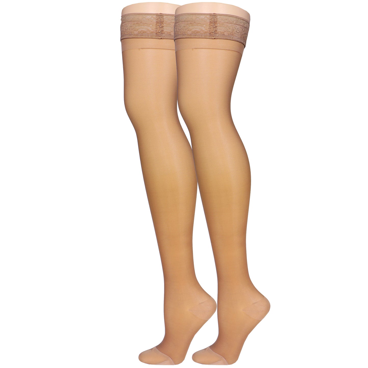 Truform Sheer Compression Stockings, 15-20 mmHg, Women's Thigh High Length, 20 Denier