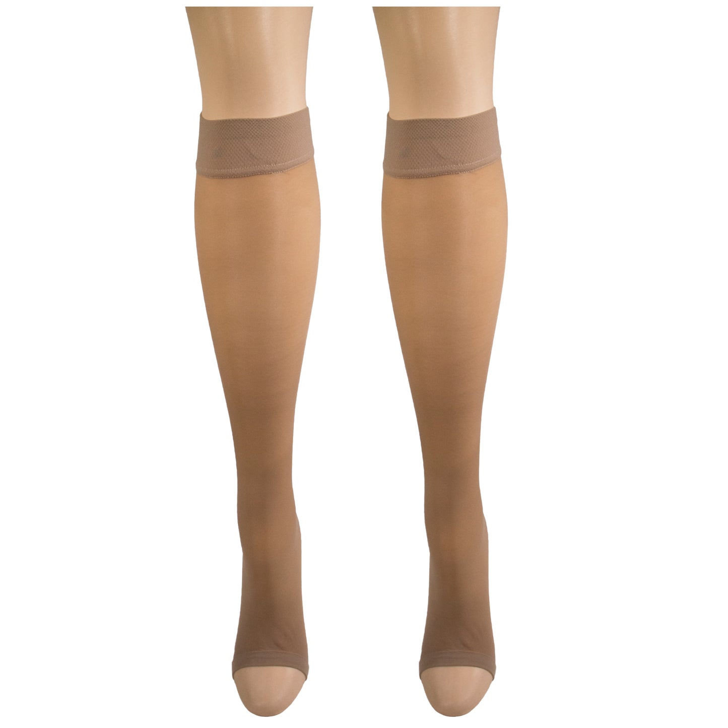 Truform Sheer Compression Stockings, 8-15 mmHg, Women's Open Toe, Knee High Length, 20 Denier