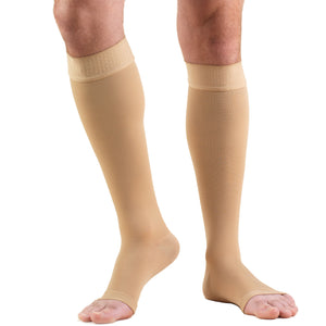 Knee High Stockings, Open Toe, Dot Top: 30 - 40 mmHg