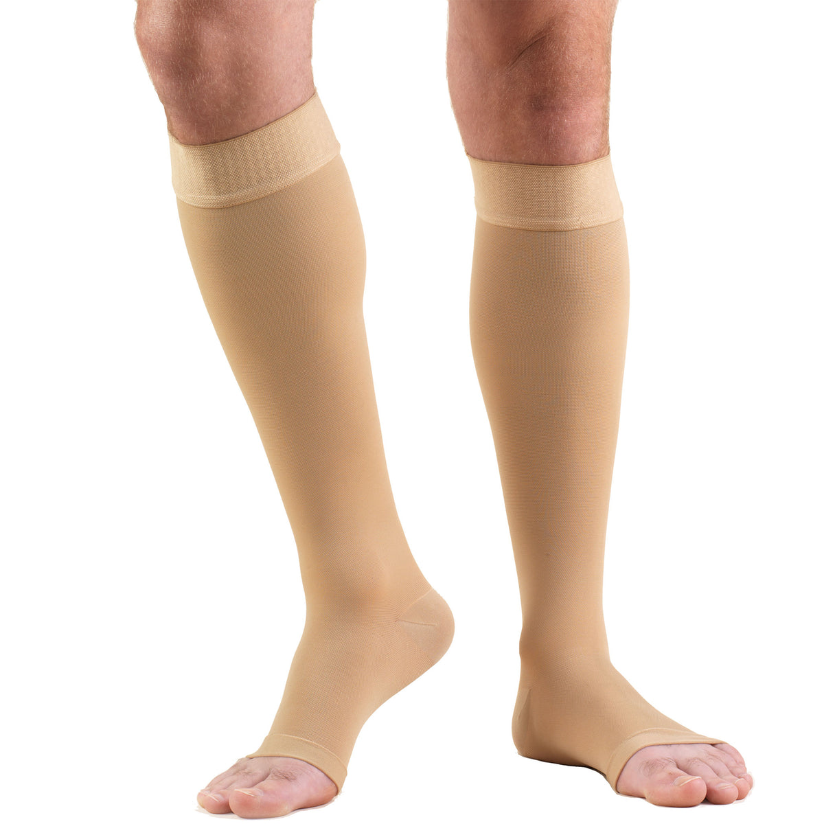 Truform 20-30 mmHg Compression Stockings for Men and Women, Knee High Length, Dot-Top, Open Toe