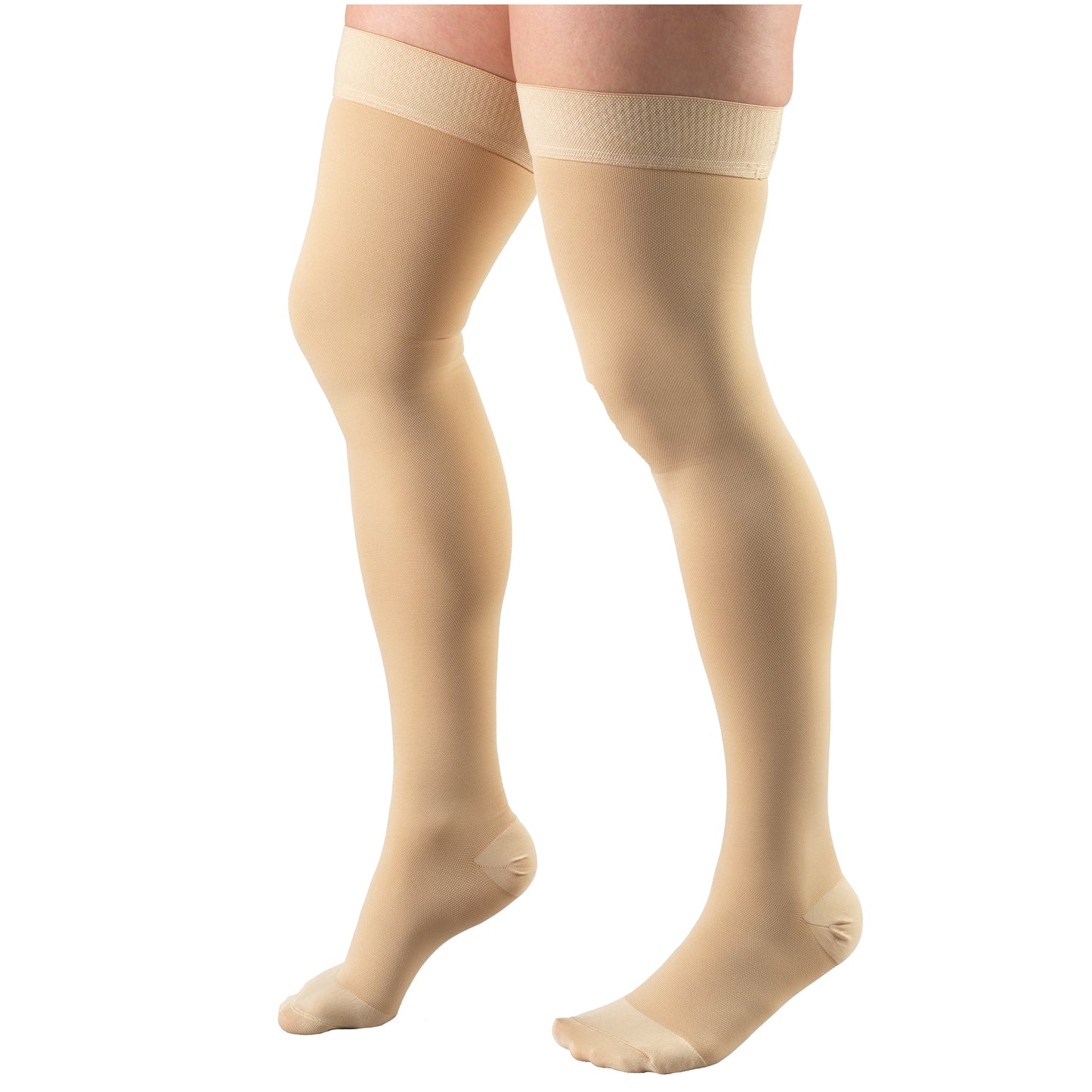 Truform 15-20 mmHg Compression Stockings for Men and Women, Thigh High Length, Dot Top, Closed Toe