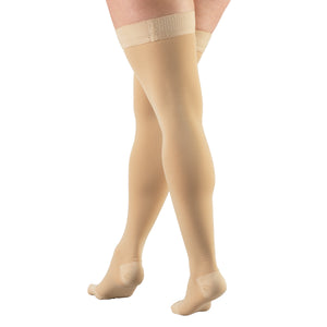 Truform 20-30 mmHg Compression Stockings for Men and Women, Thigh High Length, Dot Top, Closed Toe