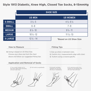 Truform Diabetic Compression Socks for Men and Women, 8-15 mmHg Knee High Over Calf Length
