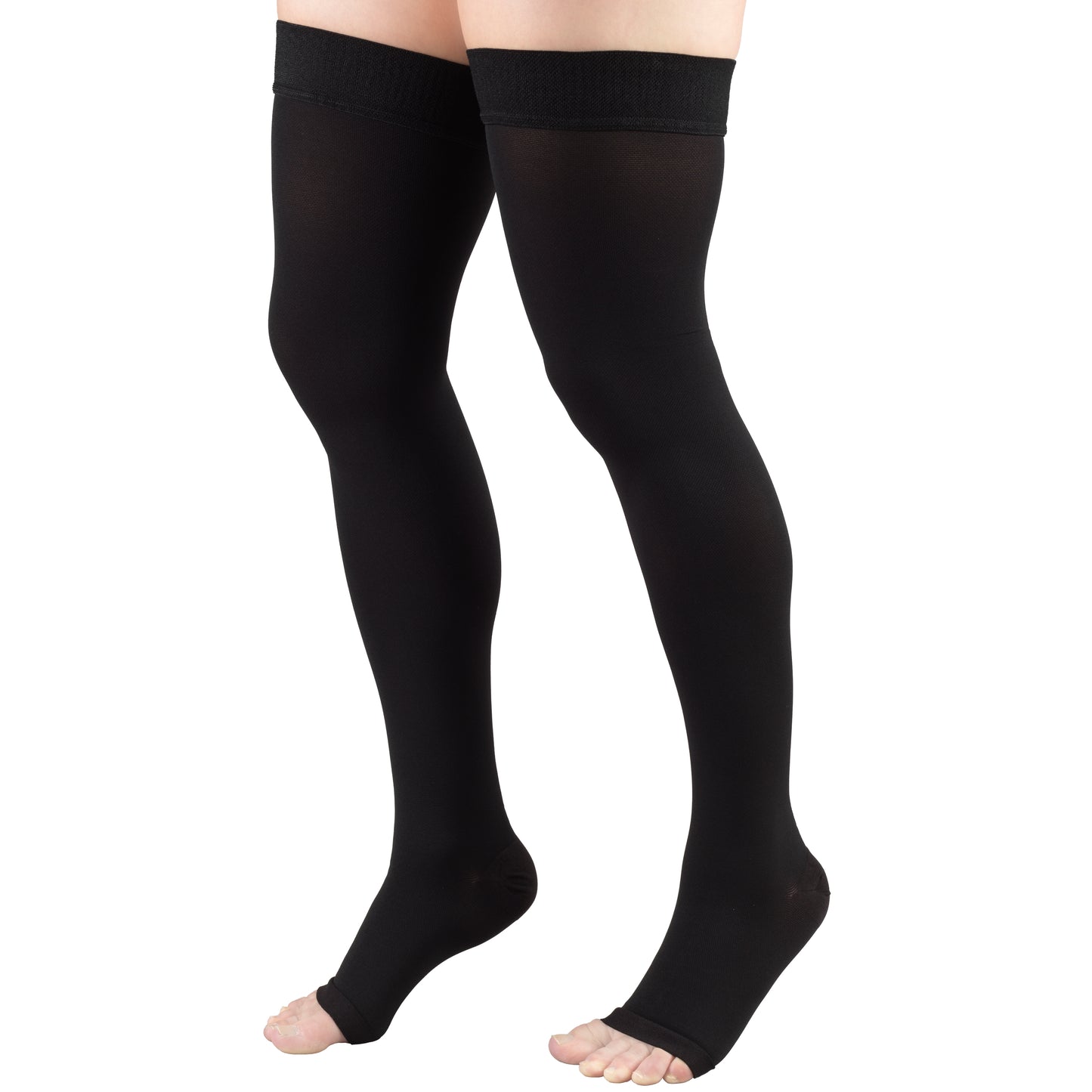 Truform 20-30 mmHg Compression Stockings for Men and Women, Thigh High Length, Dot-Top, Open Toe