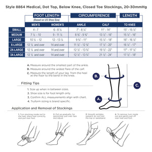 Truform 20-30 mmHg Compression Stockings for Men and Women, Knee High Length, Dot Top, Closed Toe