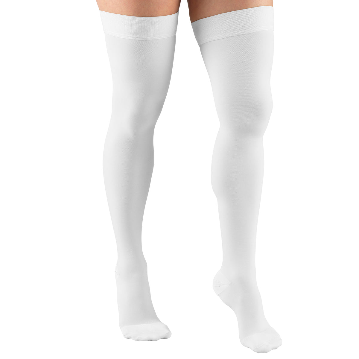 Truform 20-30 mmHg Compression Stockings for Men and Women, Thigh High Length, Dot Top, Closed Toe