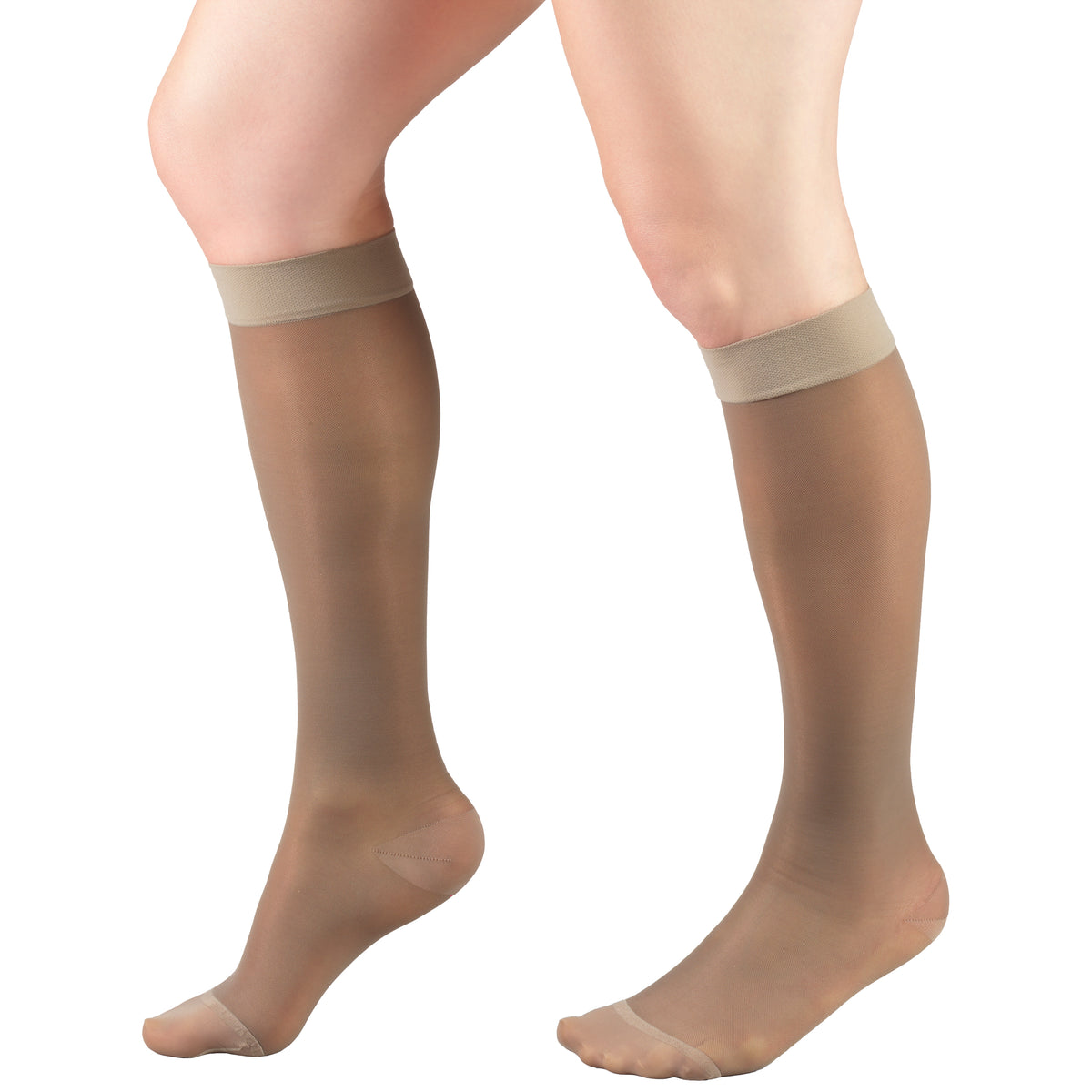 Truform Sheer Compression Stockings, 15-20 mmHg, Women's Knee High Length, 20 Denier