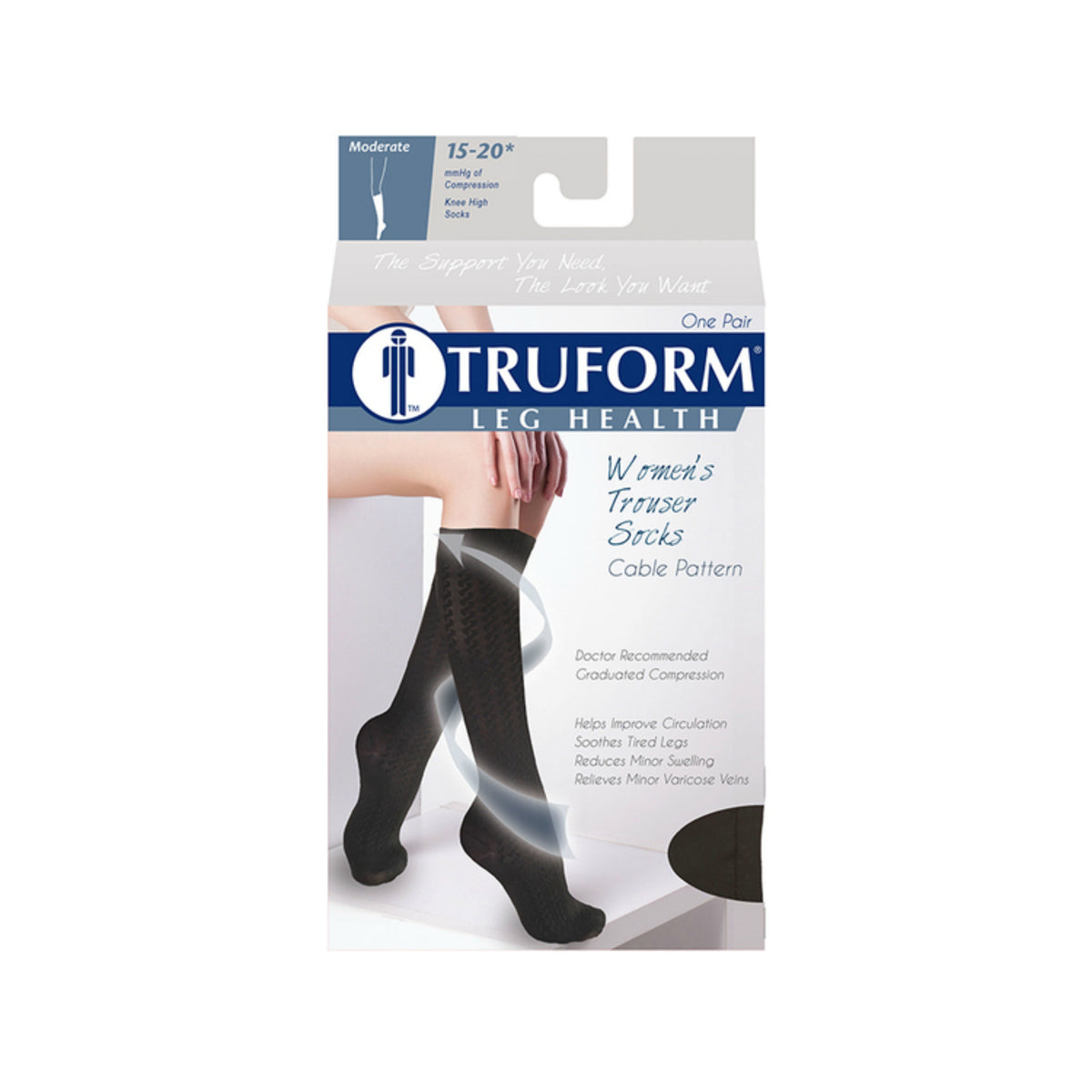 Truform Compression Socks, 15-20 mmHg, Women's Dress Socks, Knee High Over Calf Length