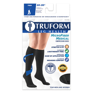 Truform 20-30 mmHg Compression Stockings for Men and Women, Knee High Length, Closed Toe
