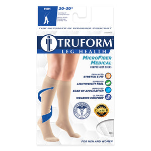 Truform 20-30 mmHg Compression Stockings for Men and Women, Knee High Length, Closed Toe
