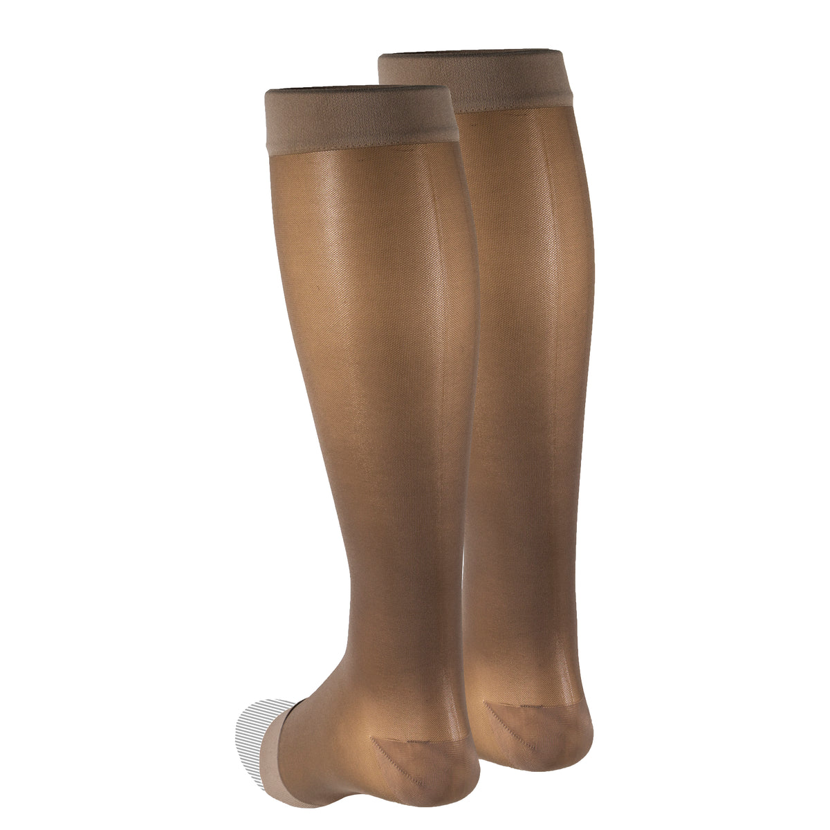 Truform Sheer Compression Stockings, 15-20 mmHg, Women's Knee High Length, Open Toe, 20 Denier