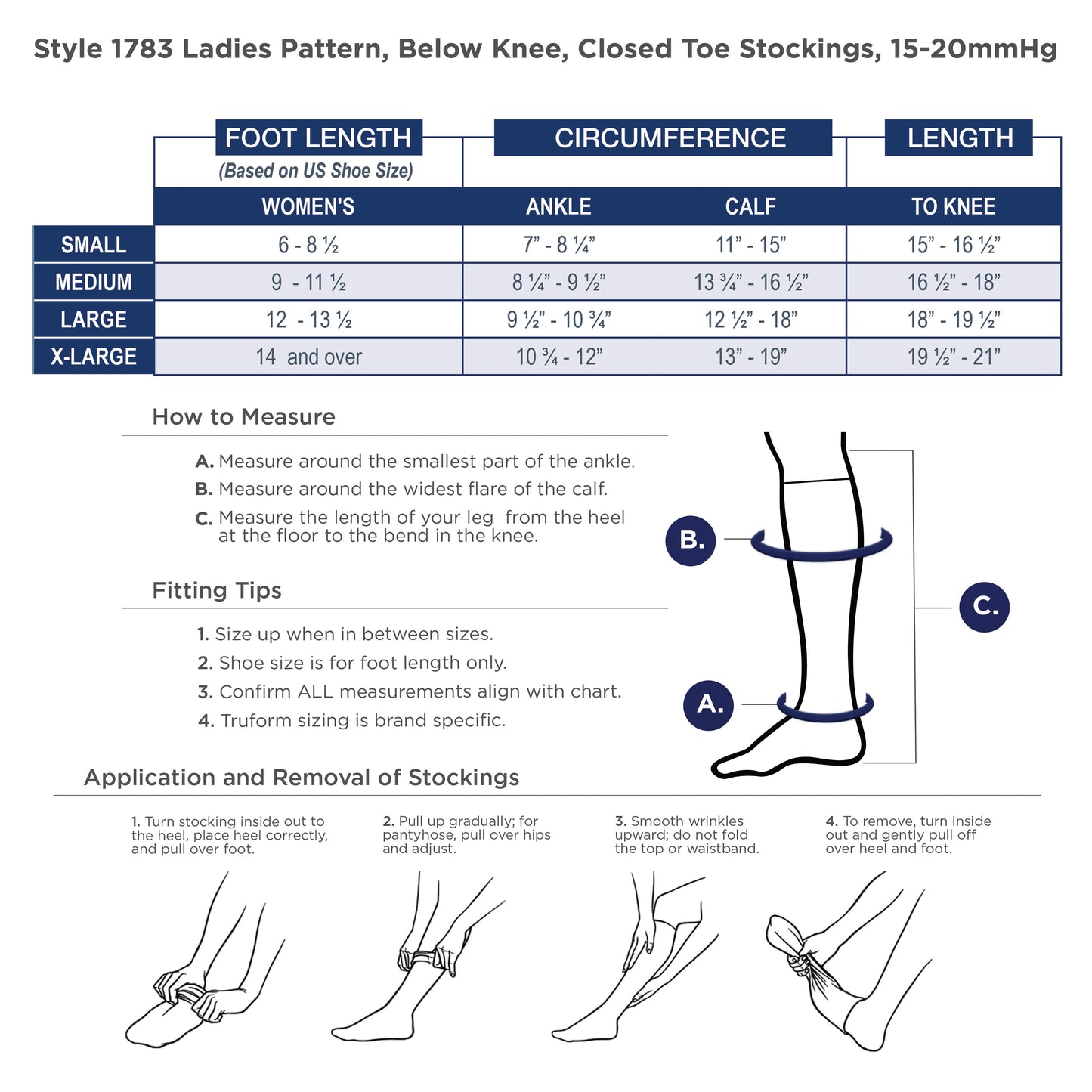 Truform Sheer Compression Stockings, 15-20 mmHg, Women's Knee High Length, Diamond Pattern