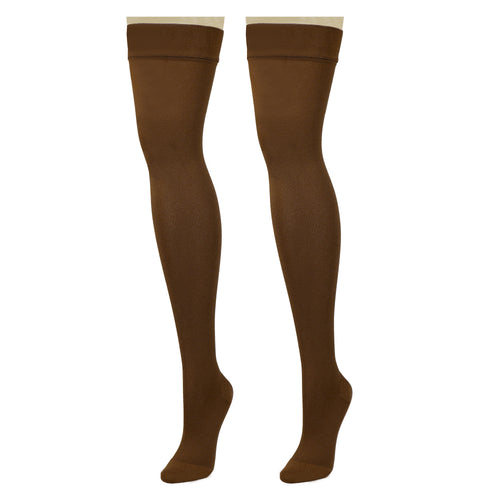 Truform 20-30 mmHg Compression Stockings for Men and Women, Thigh High Length, Dot Top, Closed Toe