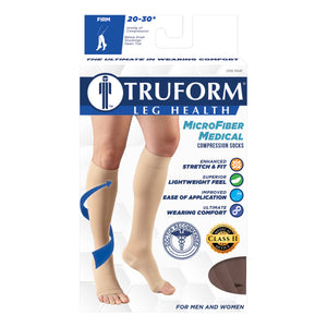 Truform 20-30 mmHg Compression Stockings for Men and Women, Knee High Length, Open Toe