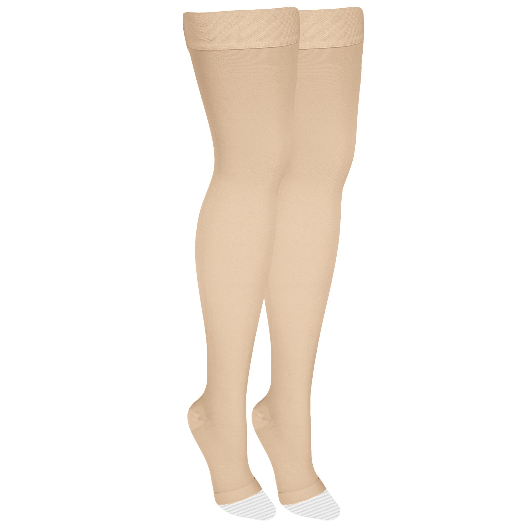 Truform 20-30 mmHg Compression Stockings for Men and Women, Thigh High Length, Dot-Top, Open Toe