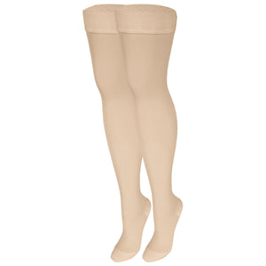 Truform 20-30 mmHg Compression Stockings for Men and Women, Thigh High Length, Dot Top, Closed Toe