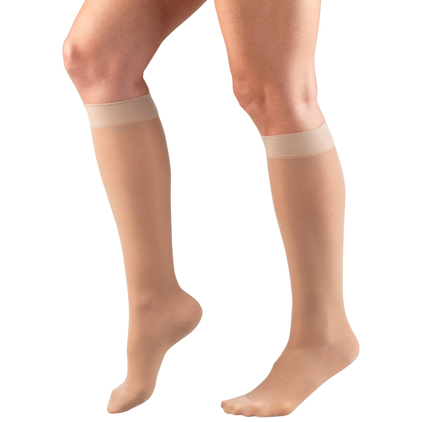 Truform Sheer Compression Stockings, 15-20 mmHg, Women's Knee High Length, Diamond Pattern