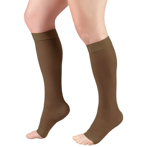 Truform Sheer Compression Stockings, 15-20 mmHg, Women's Knee High Length, Open Toe, 20 Denier