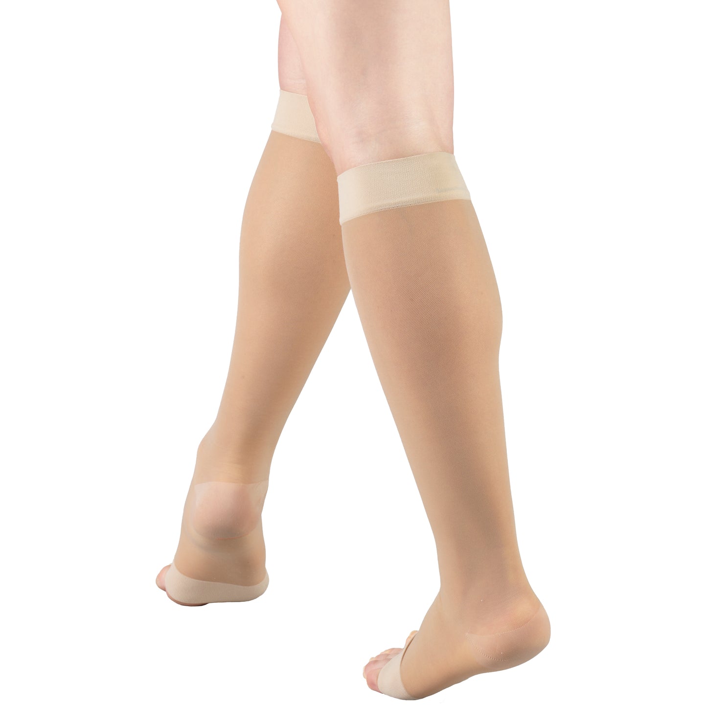 Truform Sheer Compression Stockings, 15-20 mmHg, Women's Knee High Length, Open Toe, 20 Denier