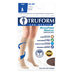 Truform 20-30 mmHg Compression Stockings for Men and Women, Knee High Length, Closed Toe