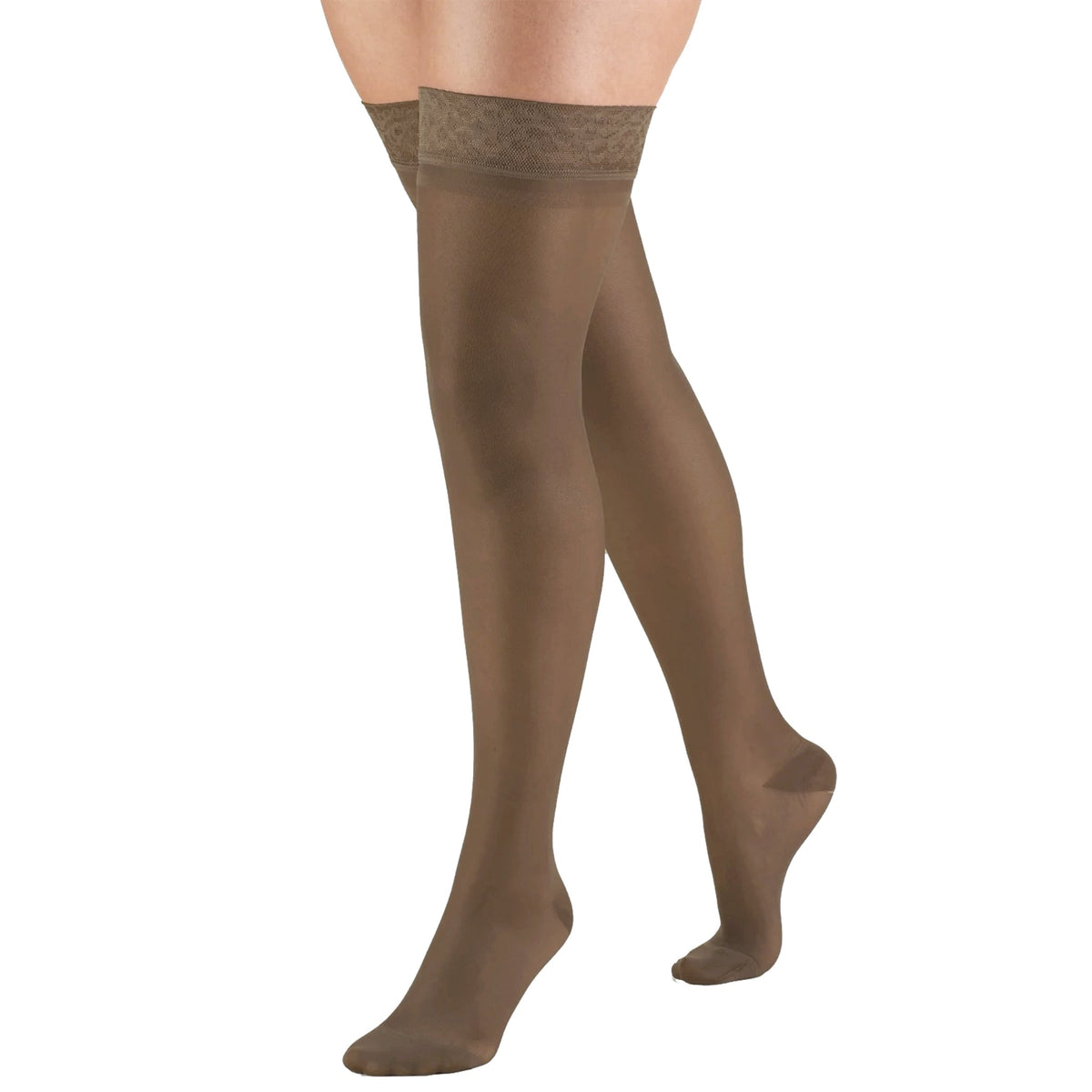 Truform Sheer Compression Stockings, 15-20 mmHg, Women's Thigh High Length, 20 Denier