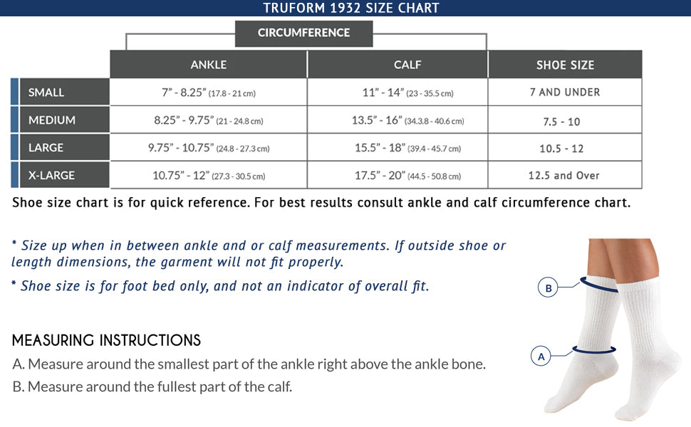 Truform Mid Calf Compression Socks for Men, 15-20 mmHg Medical Support, Crew Length