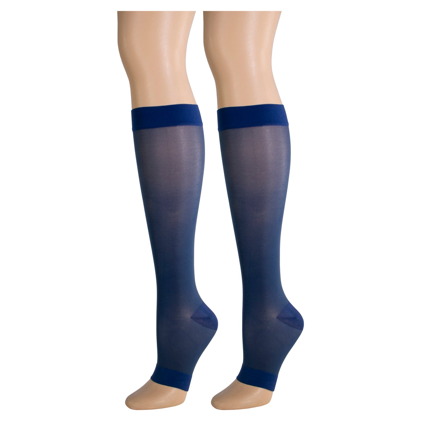 Truform Sheer Compression Stockings, 15-20 mmHg, Women's Knee High Length, Open Toe, 20 Denier