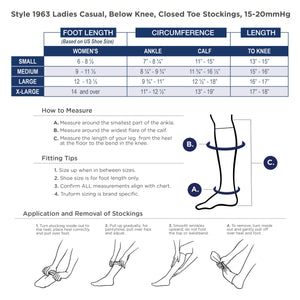 Truform Compression Socks, 15-20 mmHg, Ladies Gym Socks, Knee High Over Calf Length