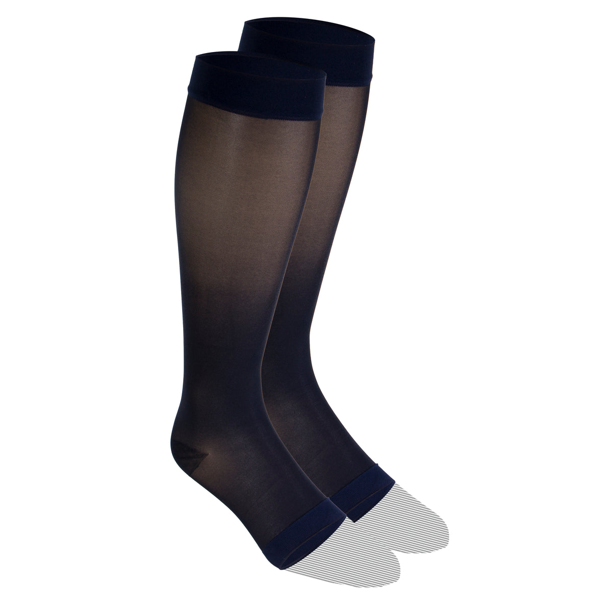 Truform Sheer Compression Stockings, 15-20 mmHg, Women's Knee High Length, Open Toe, 20 Denier