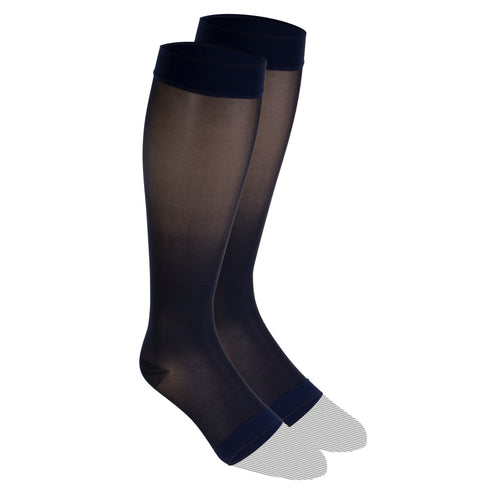 Truform Sheer Compression Stockings, 15-20 mmHg, Women's Knee High Length, Open Toe, 20 Denier
