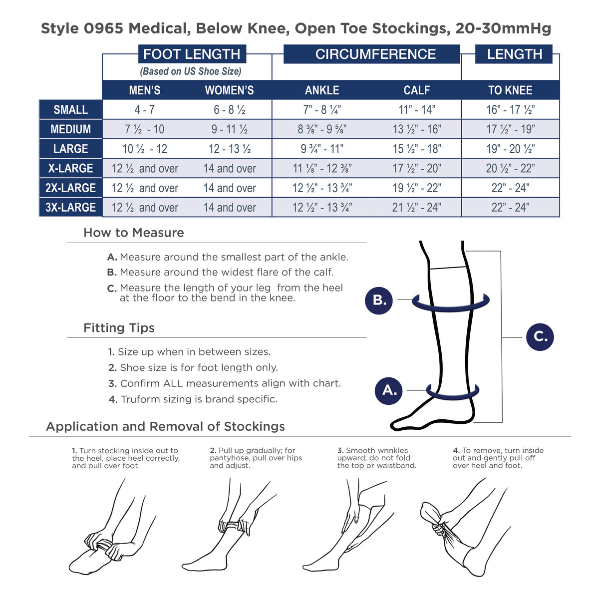 Truform 20-30 mmHg Medical Compression Stockings, Smooth Stretch Microfiber, Knee High, Open Toe