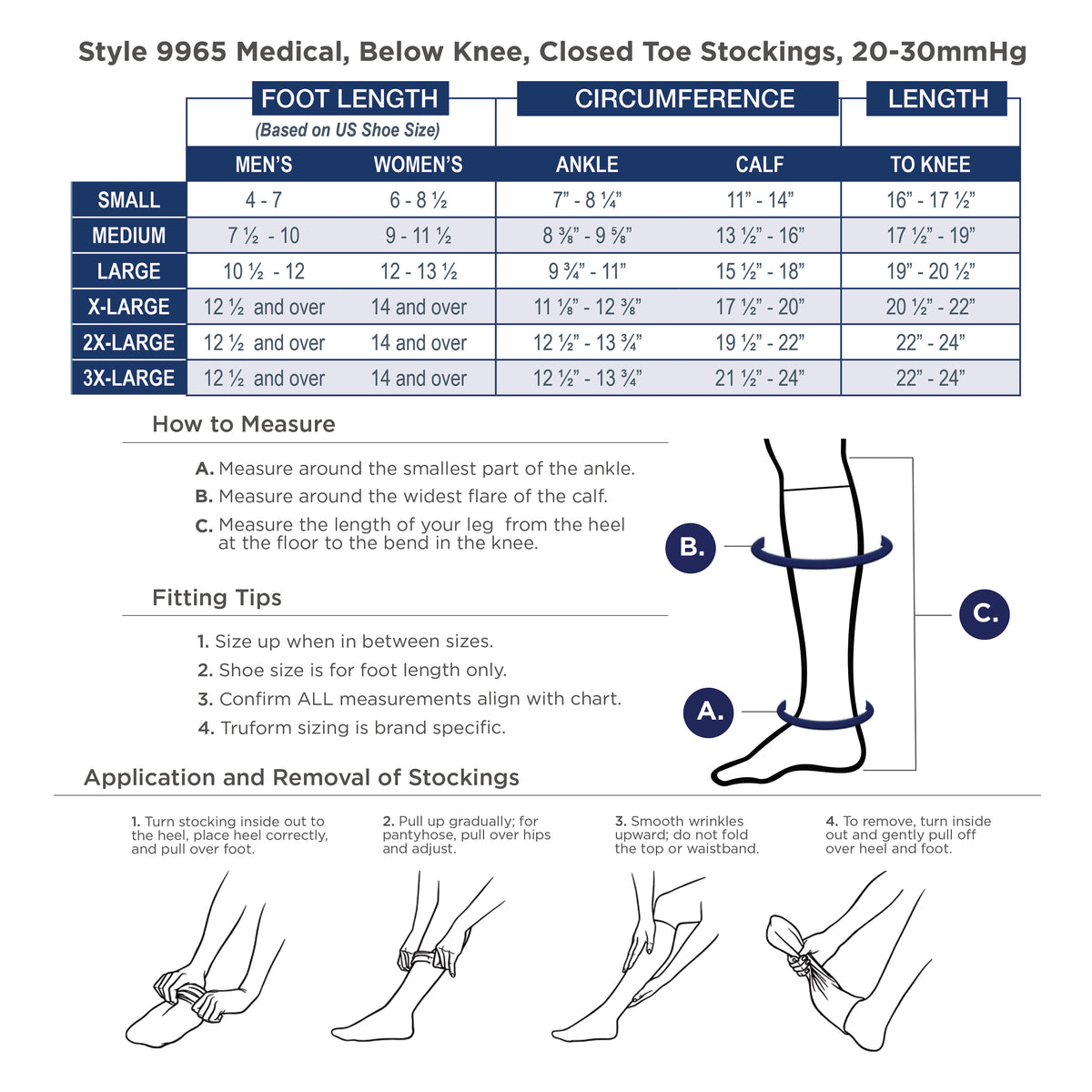 Truform 20-30 mmHg Medical Compression Stockings, Smooth Stretch Microfiber, Knee High, Closed Toe