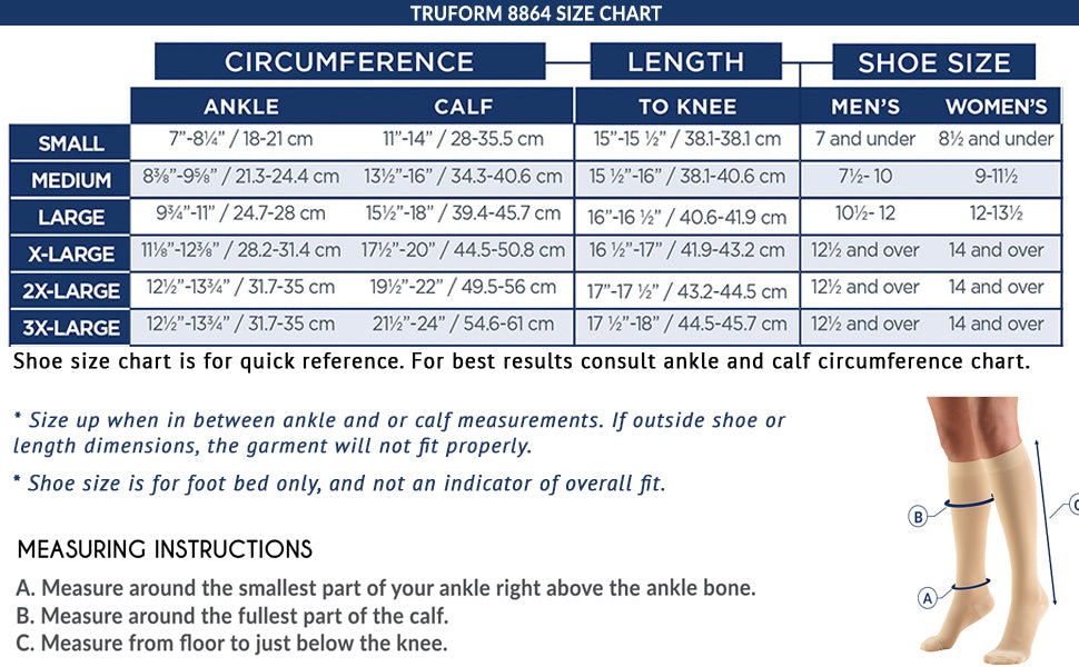 Truform 20-30 mmHg Compression Stockings for Men and Women, Knee High Length, Dot Top, Closed Toe