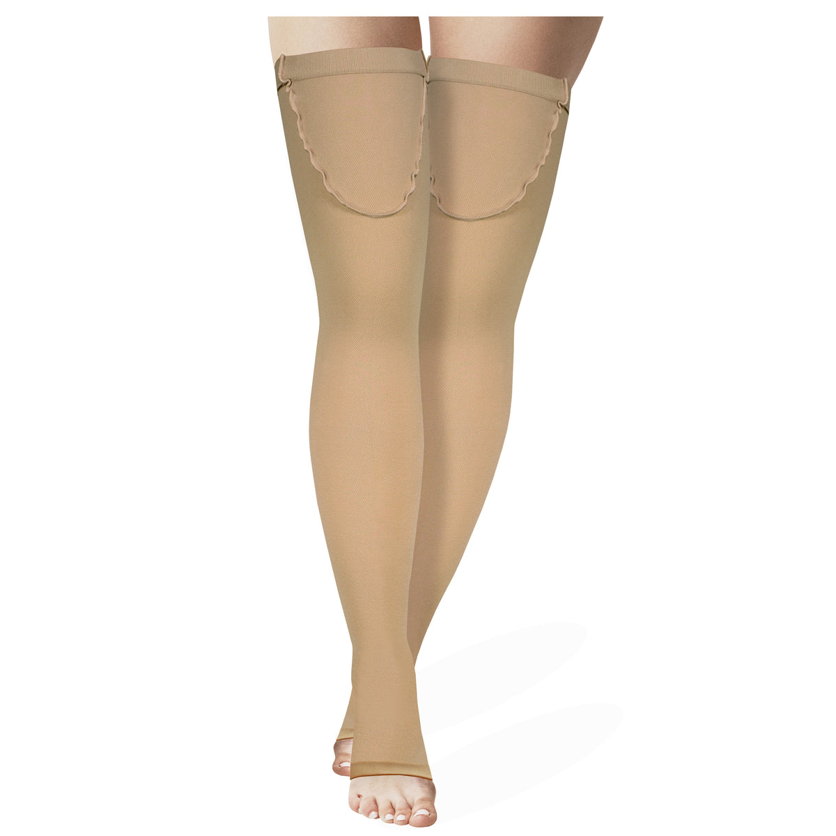 Truform Surgical Stockings, 18 mmHg Compression for Men and Women, Thigh High Length, Open Toe