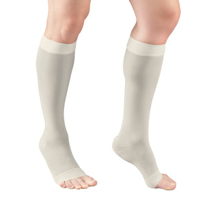 Truform Sheer Compression Stockings, 15-20 mmHg, Women's Knee High Length, Open Toe, 20 Denier