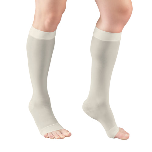 Truform Sheer Compression Stockings, 15-20 mmHg, Women's Knee High Length, Open Toe, 20 Denier