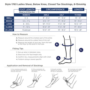 Truform Sheer Compression Stockings, 8-15 mmHg, Women's Knee High Length, 20 Denier