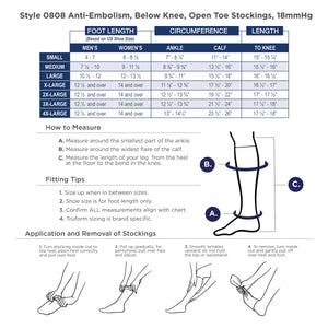 Truform Surgical Stockings, 18 mmHg Compression for Men and Women, Knee High Length, Open Toe