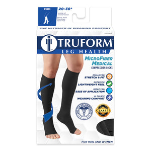 Truform 20-30 mmHg Compression Stockings for Men and Women, Knee High Length, Open Toe