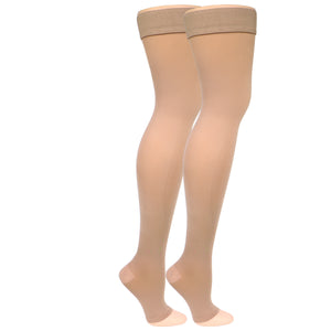 Truform Women's Compression Stockings, 20-30 mmHg, Thigh High Length, Open Toe, Opaque