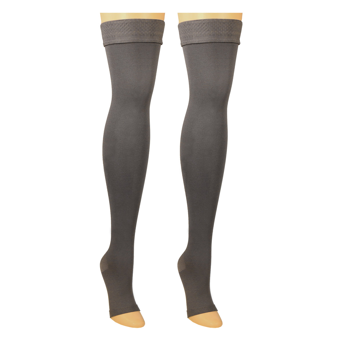 Truform 20-30 mmHg Compression Stockings for Men and Women, Thigh High Length, Dot-Top, Open Toe