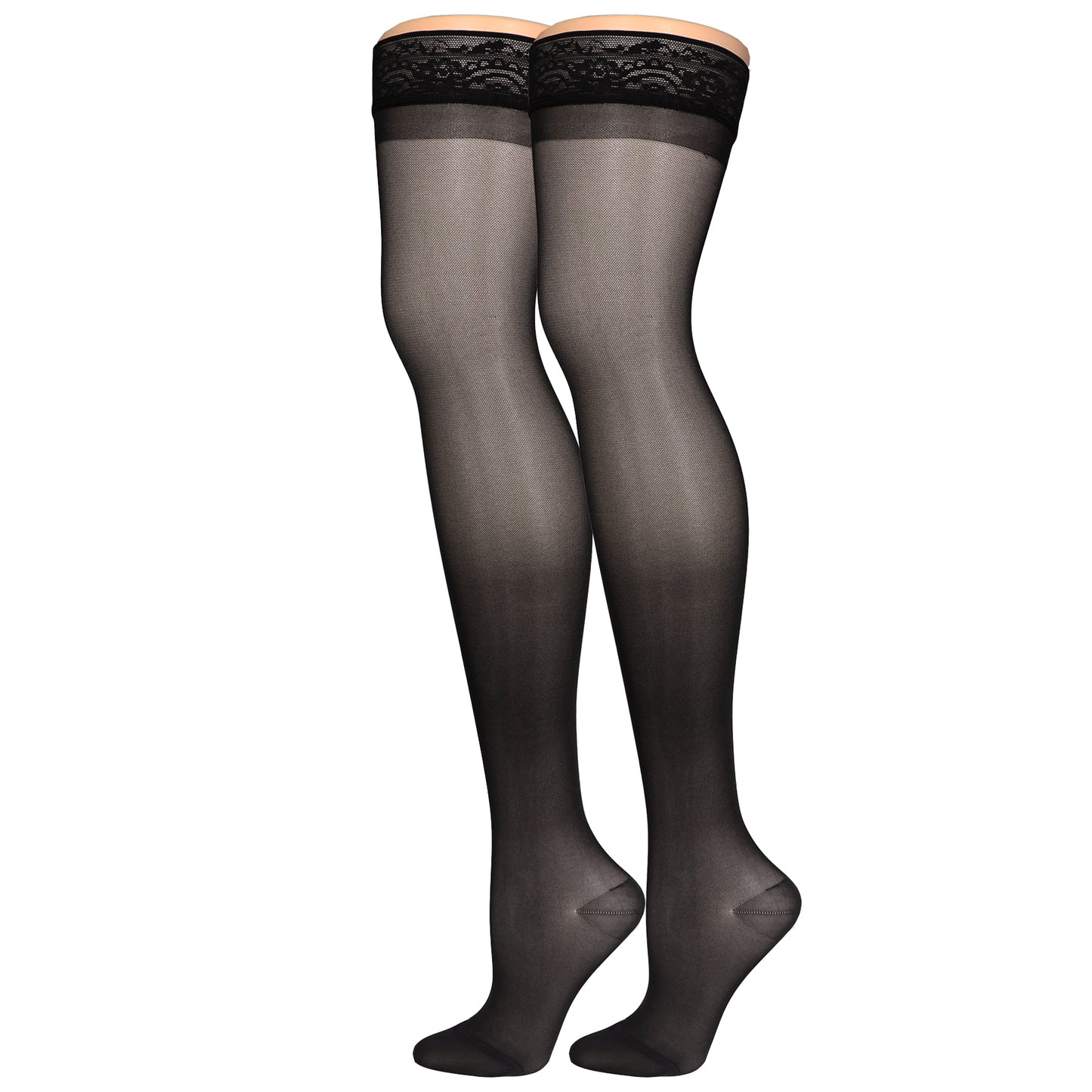 Truform Sheer Compression Stockings, 15-20 mmHg, Women's Thigh High Length, 20 Denier