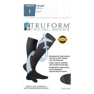 Truform Travel Compression Socks for Men and Women, 15-20 Knee High Over Calf Length