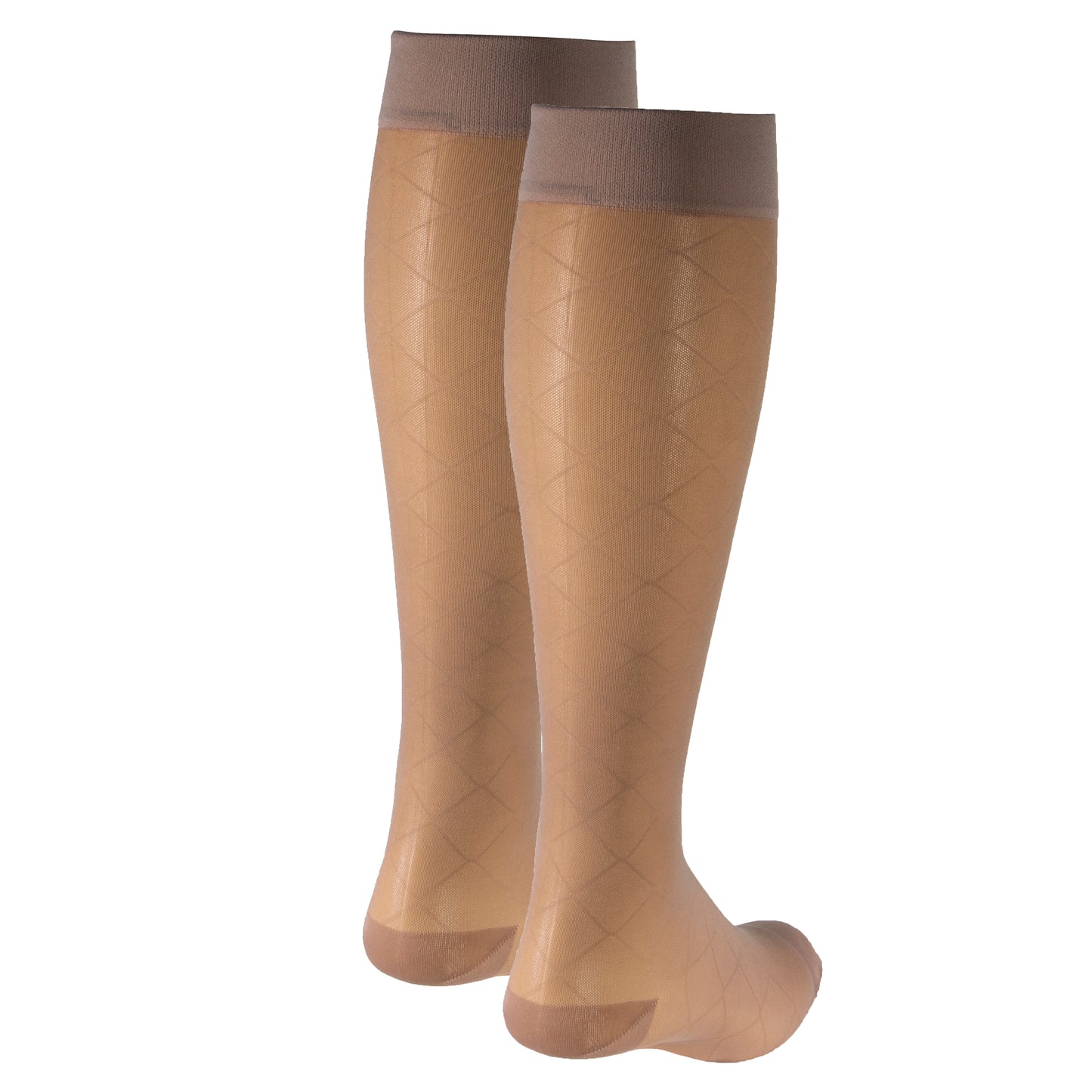 Truform Sheer Compression Stockings, 15-20 mmHg, Women's Knee High Length, Diamond Pattern