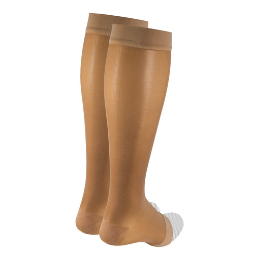 Truform Sheer Compression Stockings, 15-20 mmHg, Women's Knee High Length, Open Toe, 20 Denier