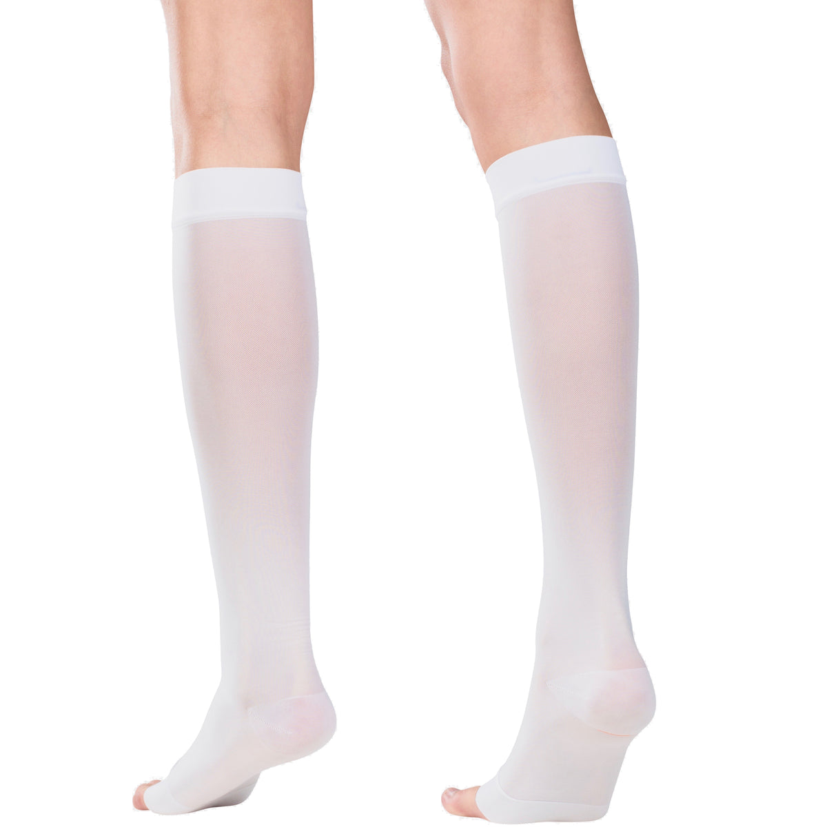 Truform Sheer Compression Stockings, 15-20 mmHg, Women's Knee High Length, Open Toe, 20 Denier