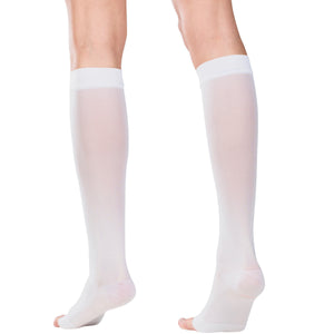 Truform Sheer Compression Stockings, 15-20 mmHg, Women's Knee High Length, Open Toe, 20 Denier