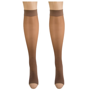Truform Sheer Compression Stockings, 8-15 mmHg, Women's Open Toe, Knee High Length, 20 Denier