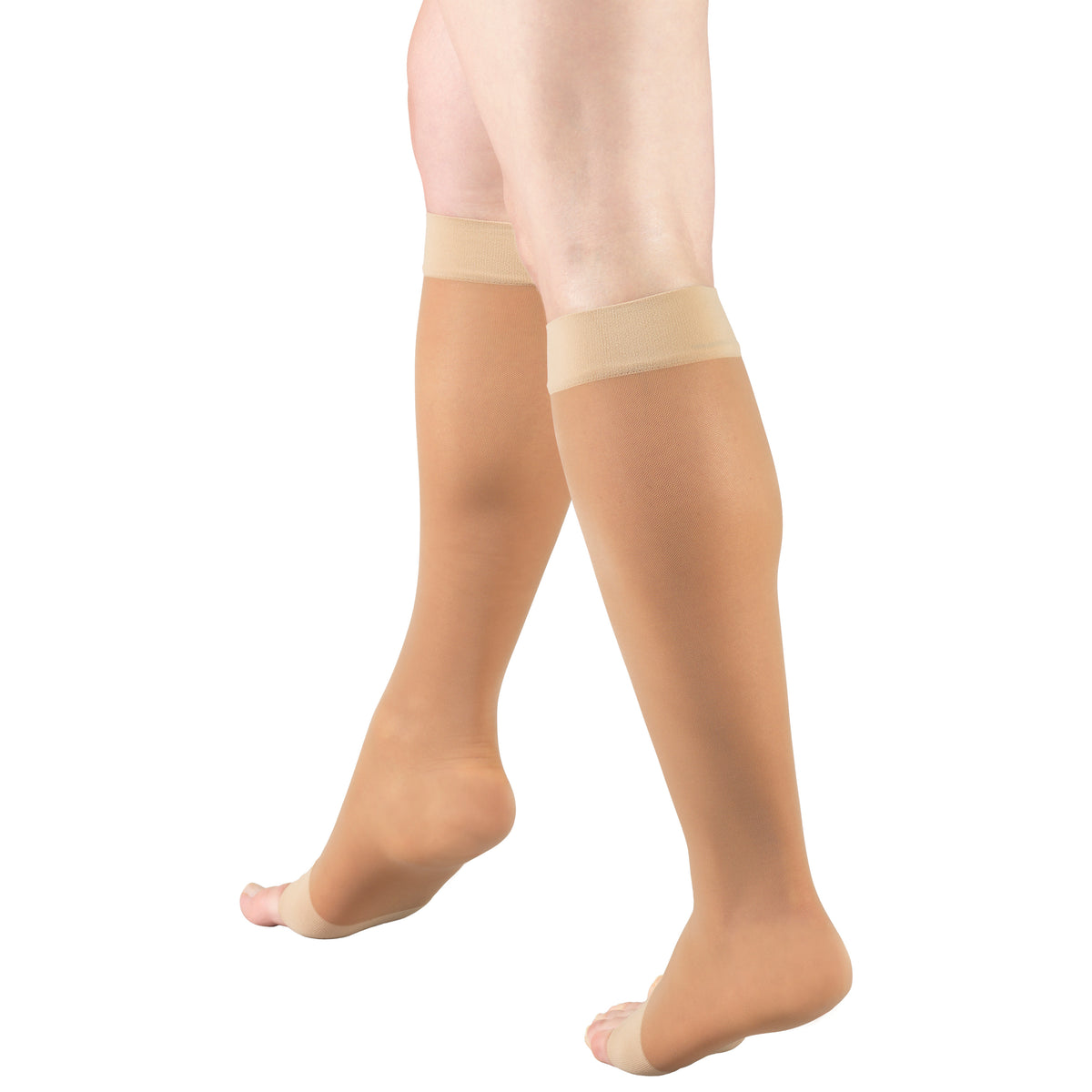 Truform Sheer Compression Stockings, 8-15 mmHg, Women's Open Toe, Knee High Length, 20 Denier